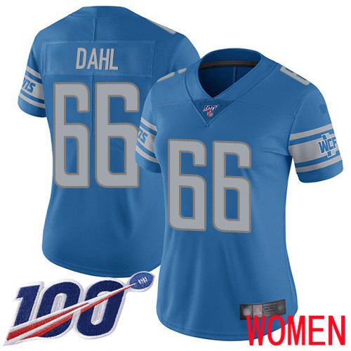 Detroit Lions Limited Blue Women Joe Dahl Home Jersey NFL Football #66 100th Season Vapor Untouchable